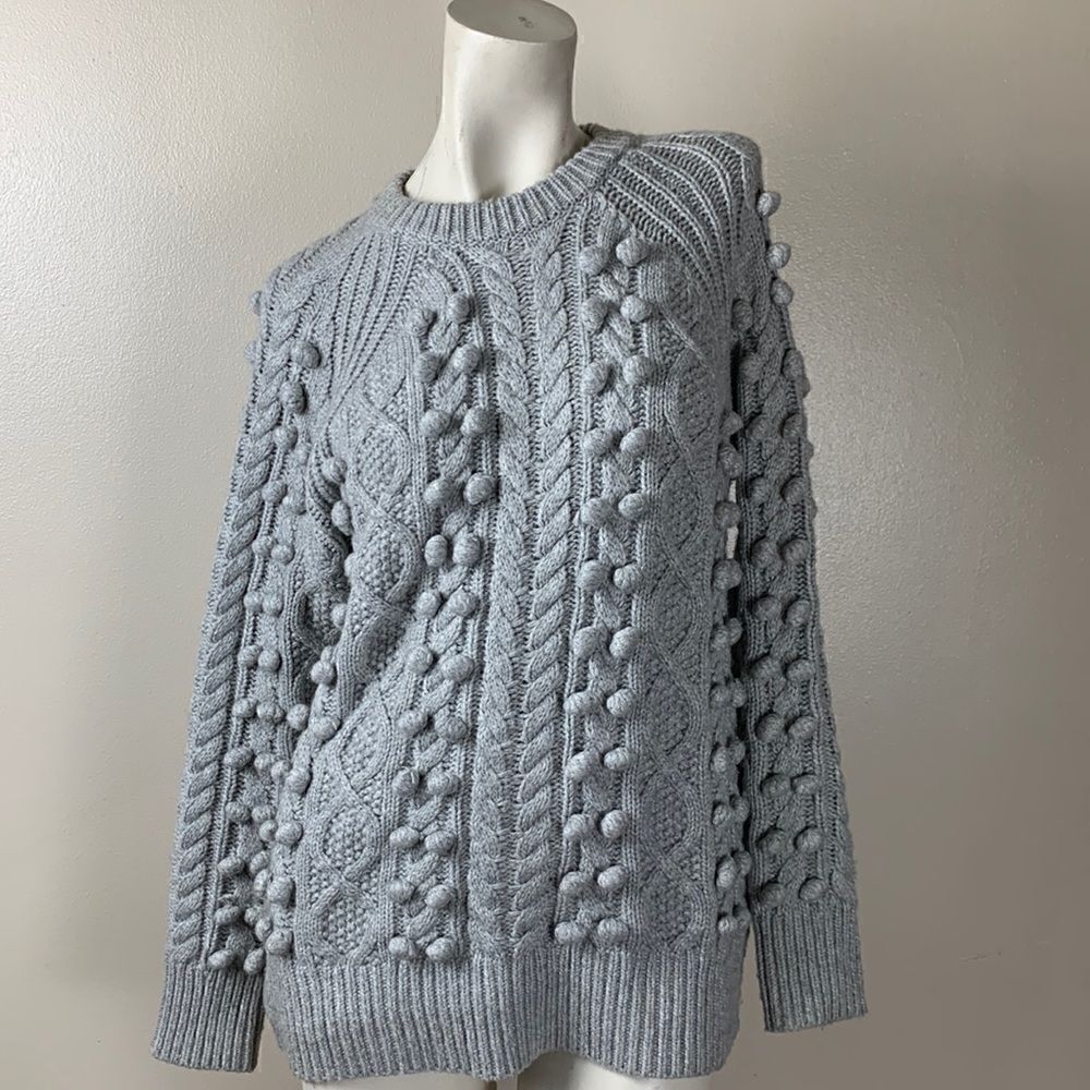 Women’s chunky MICHAEL KORS sweater cable knit balls oversized small S gray